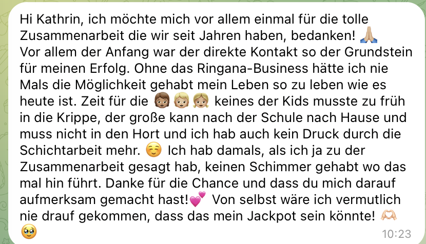WhatsApp-Nachricht einer Teampartnerin an Kathrin