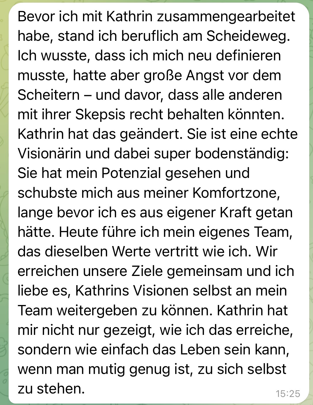 Screenshot Feedback einer Teampartnerin
